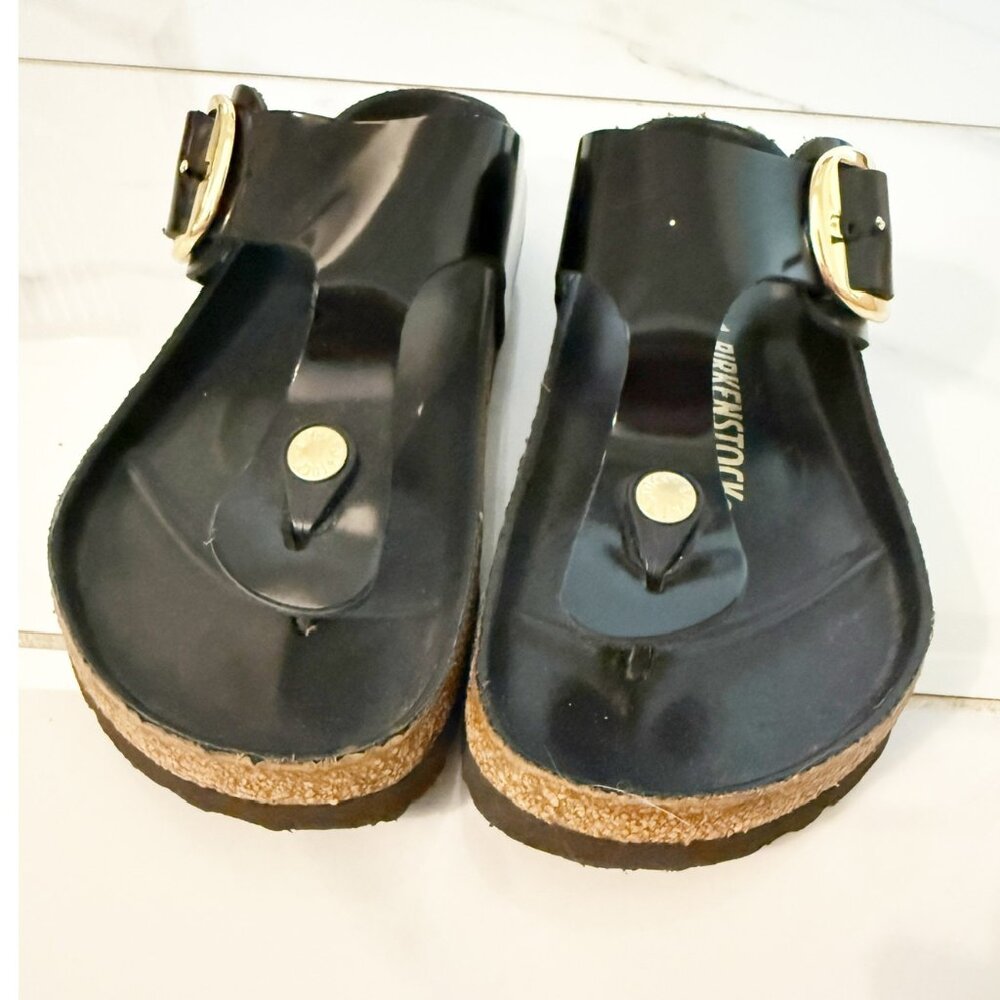 Birkenstock Gizeh Big Buckle High Shine Sandals in HIGH SHINE BLACK - Picture 3 of 10